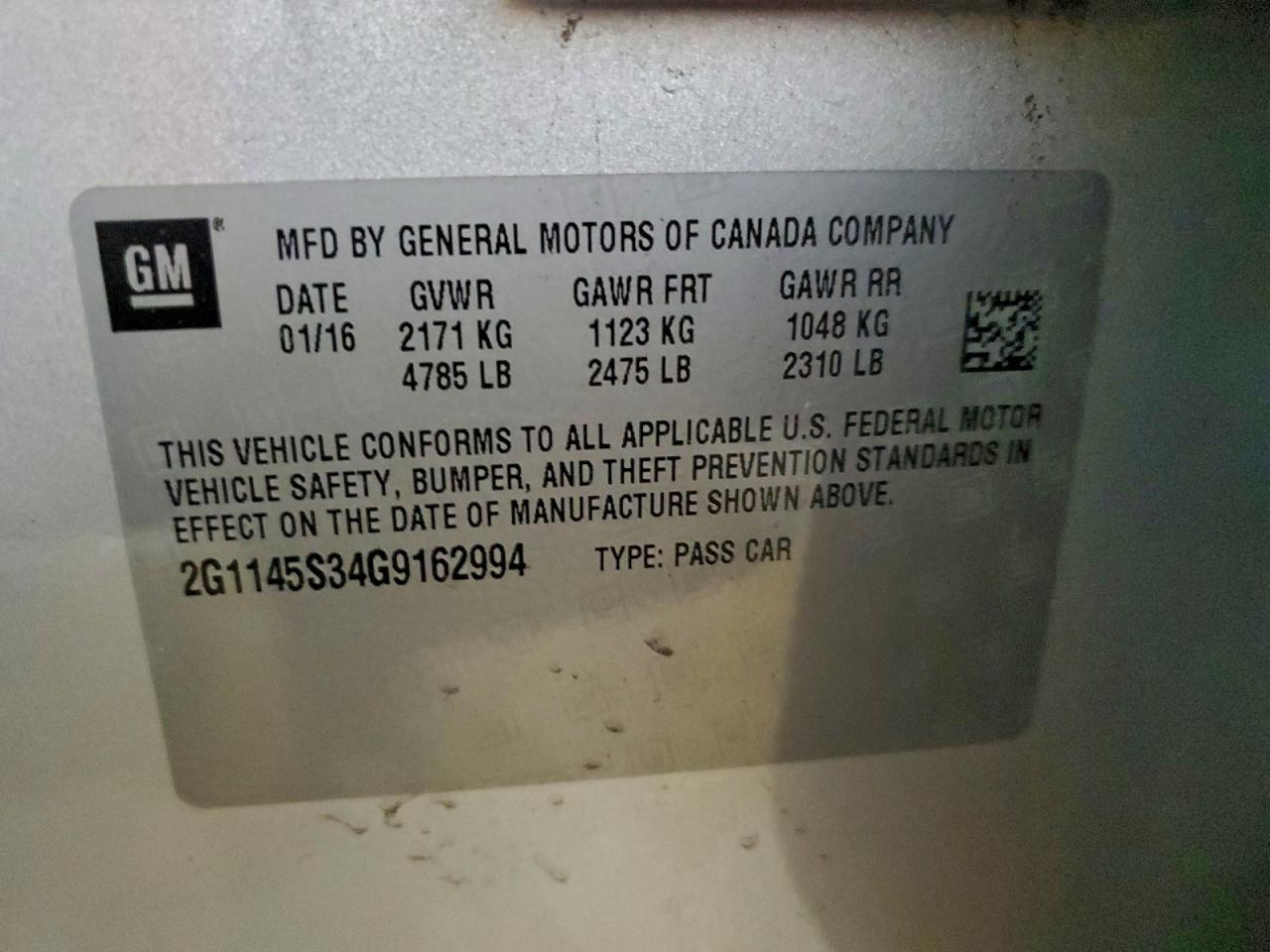 2016 CHEVROLET IMPALA