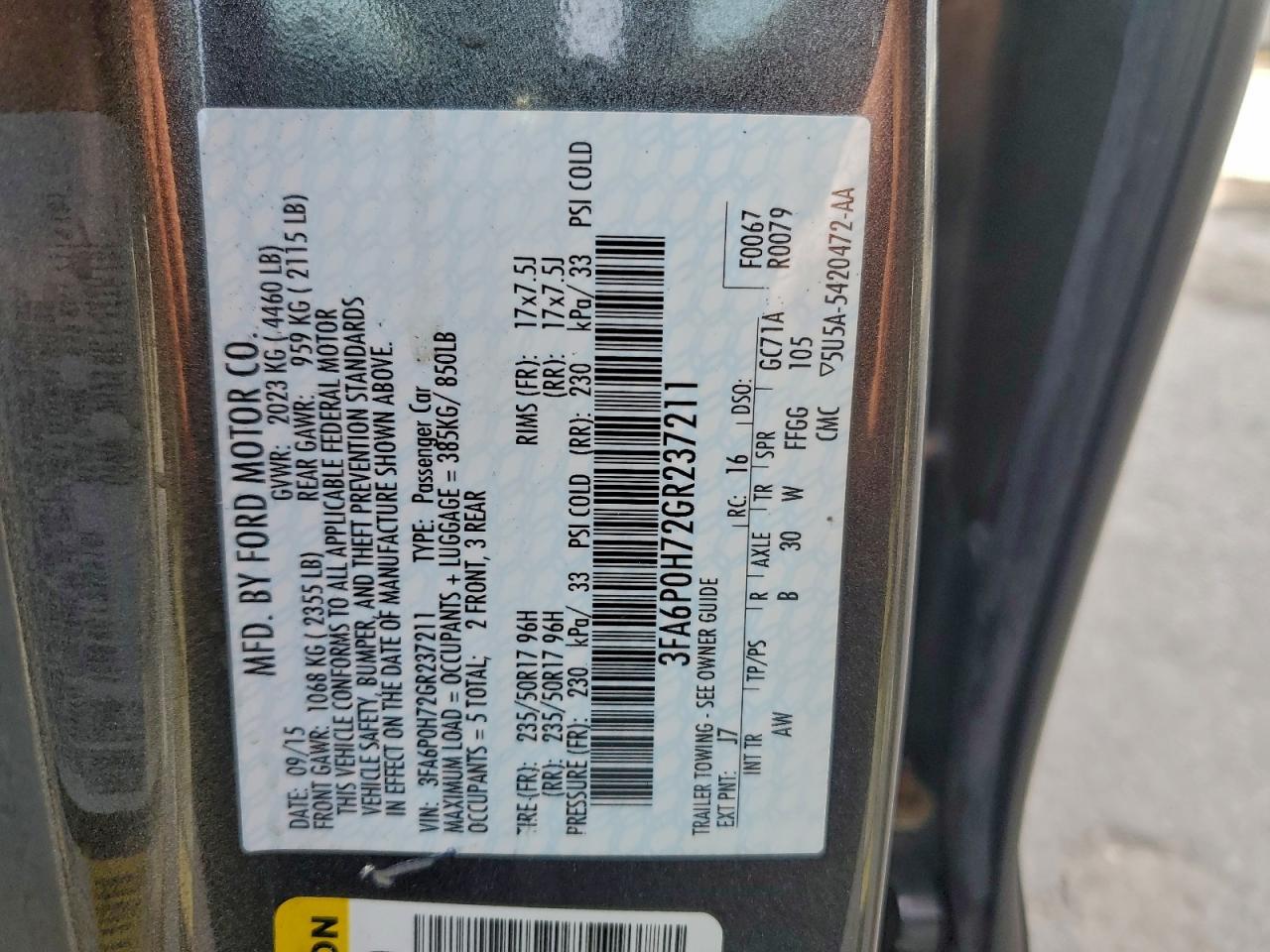 2016 FORD FUSION