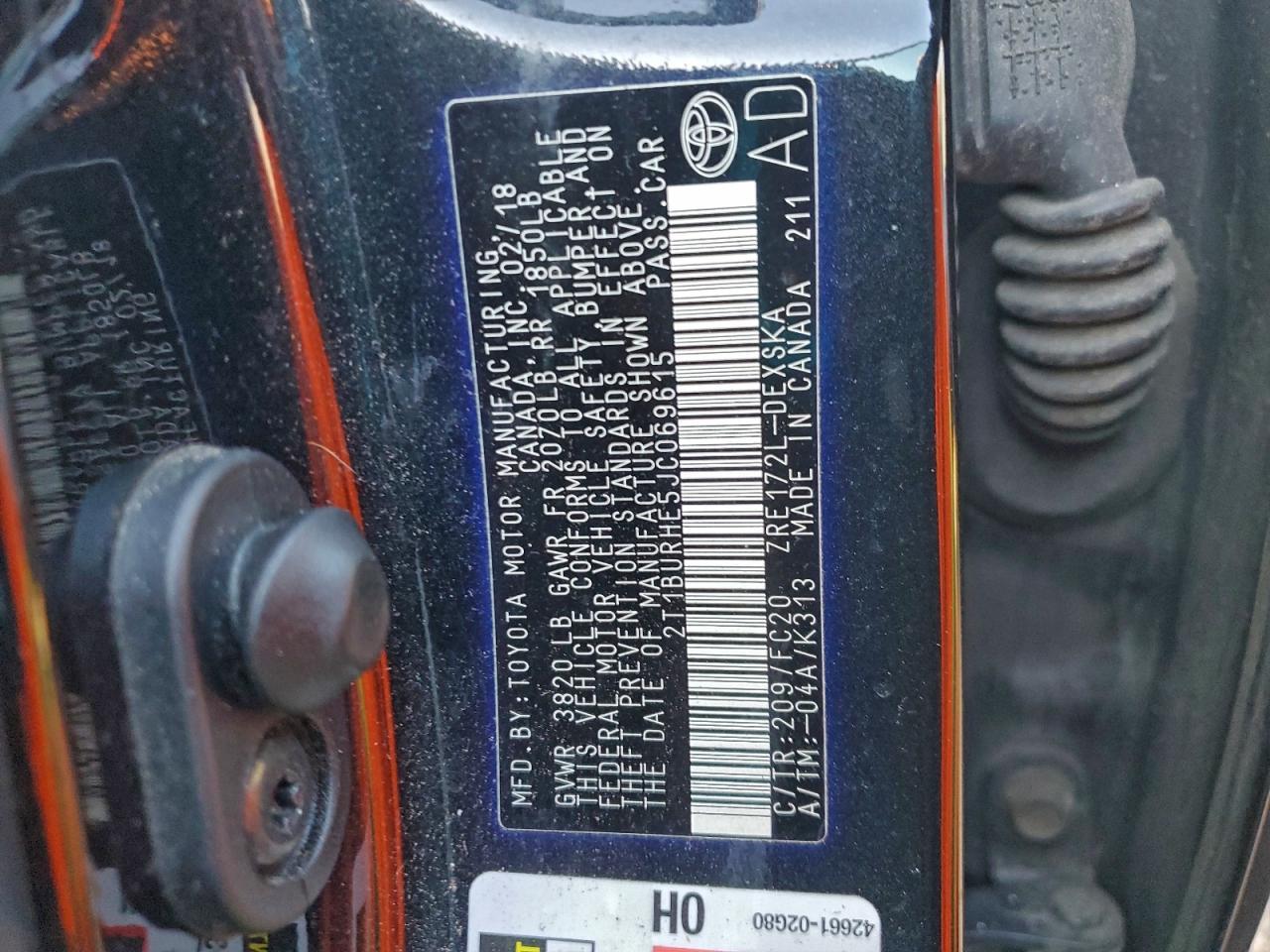 2018 TOYOTA COROLLA