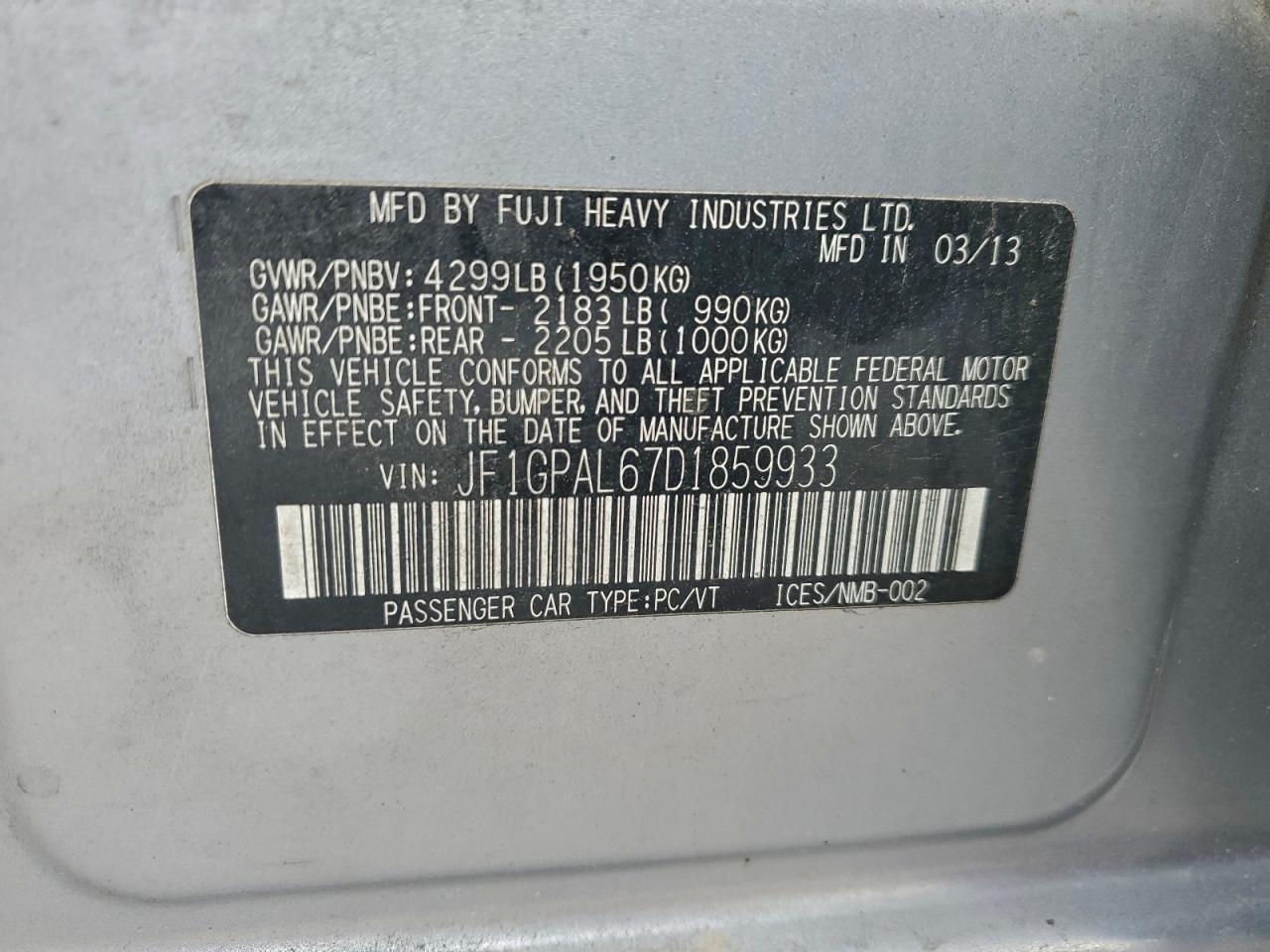 2013 SUBARU IMPREZA
