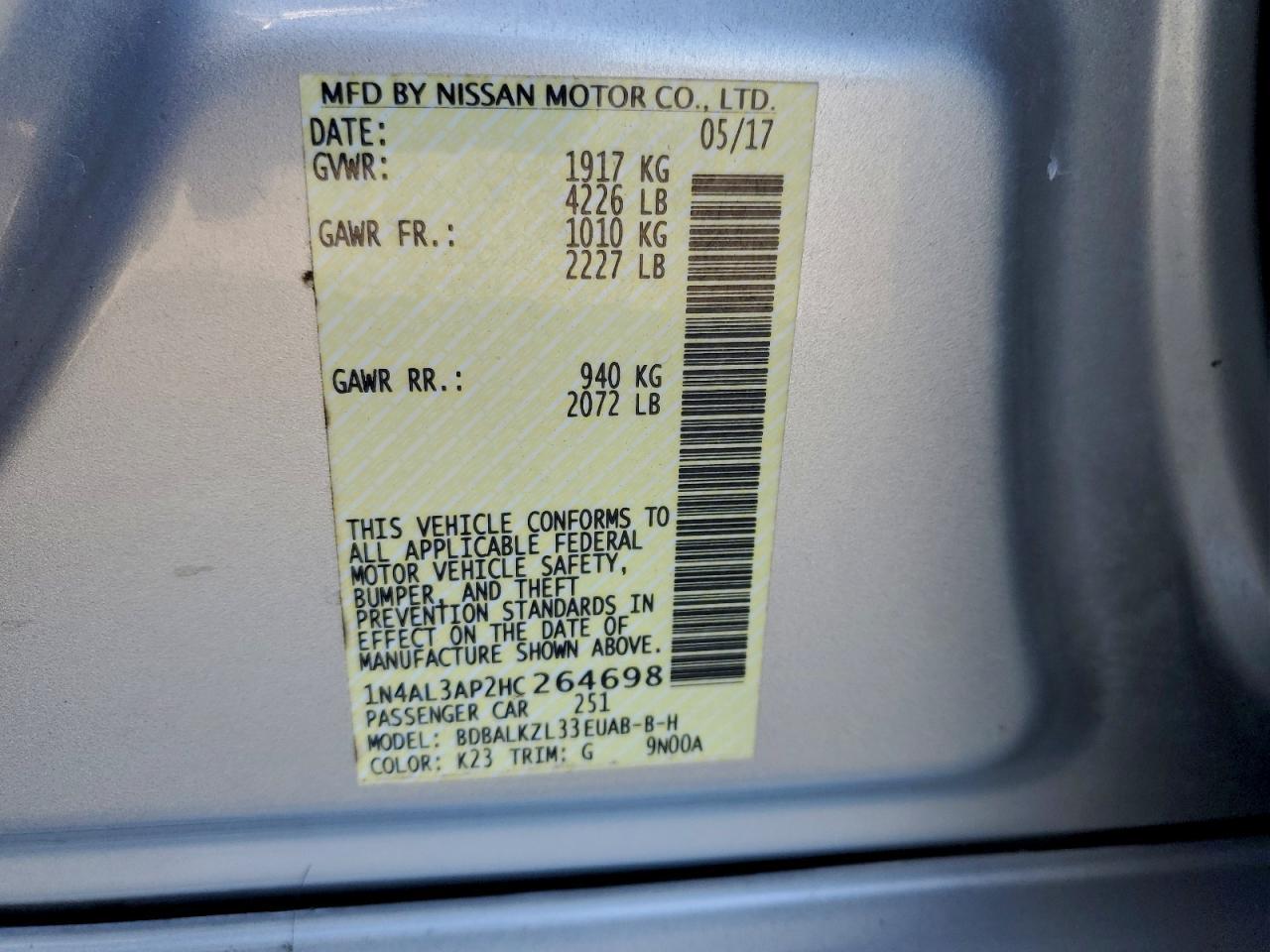 2017 NISSAN ALTIMA