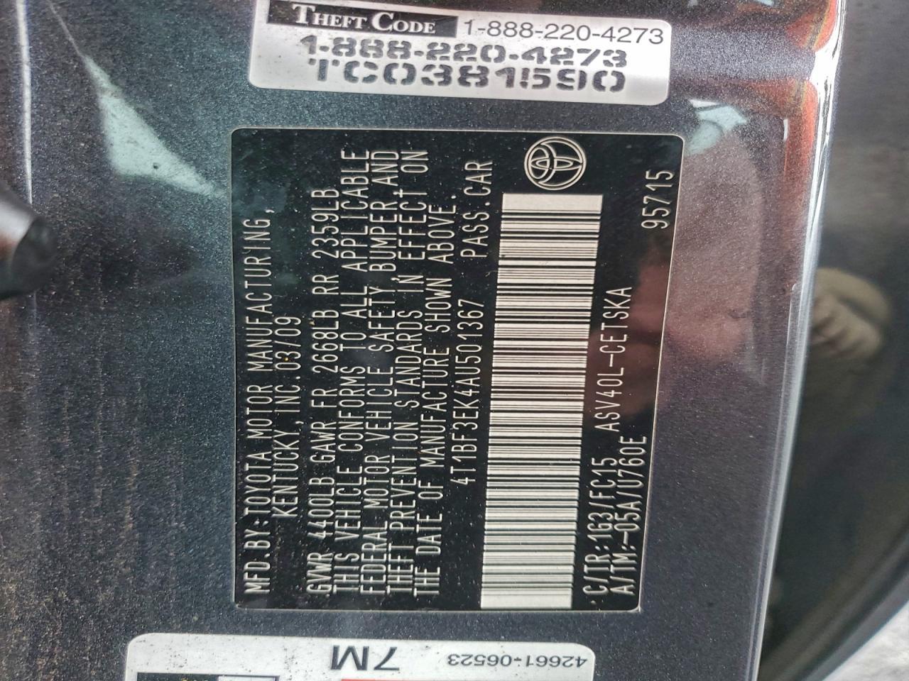 2010 TOYOTA CAMRY