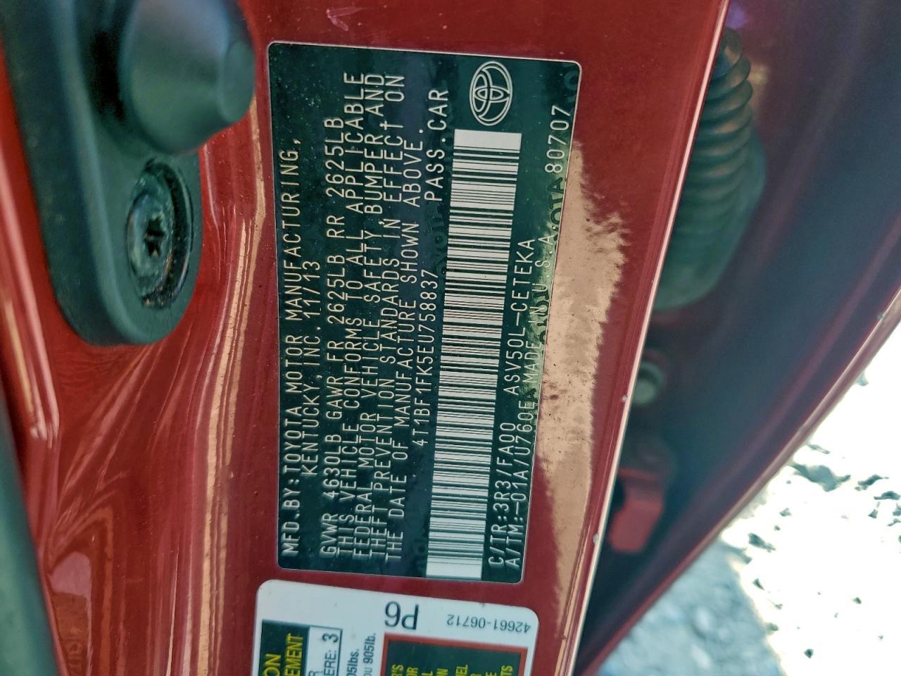 2014 TOYOTA CAMRY