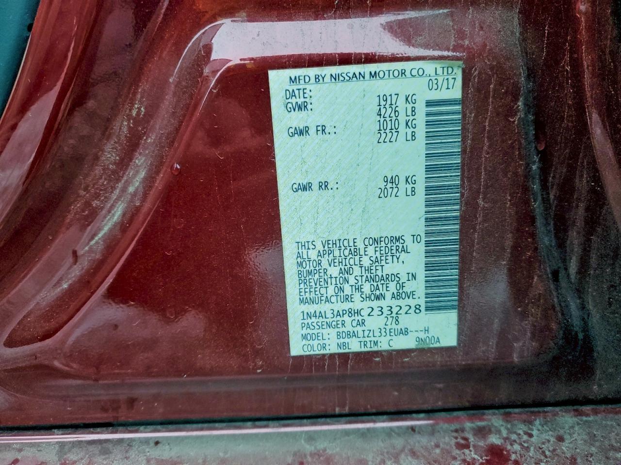 2017 NISSAN ALTIMA
