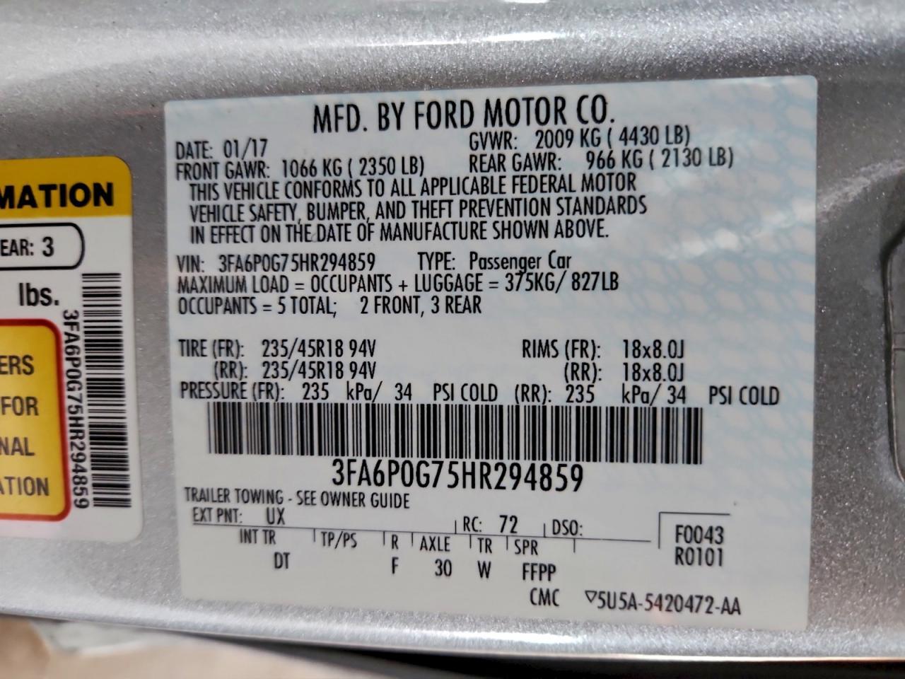 2017 FORD FUSION