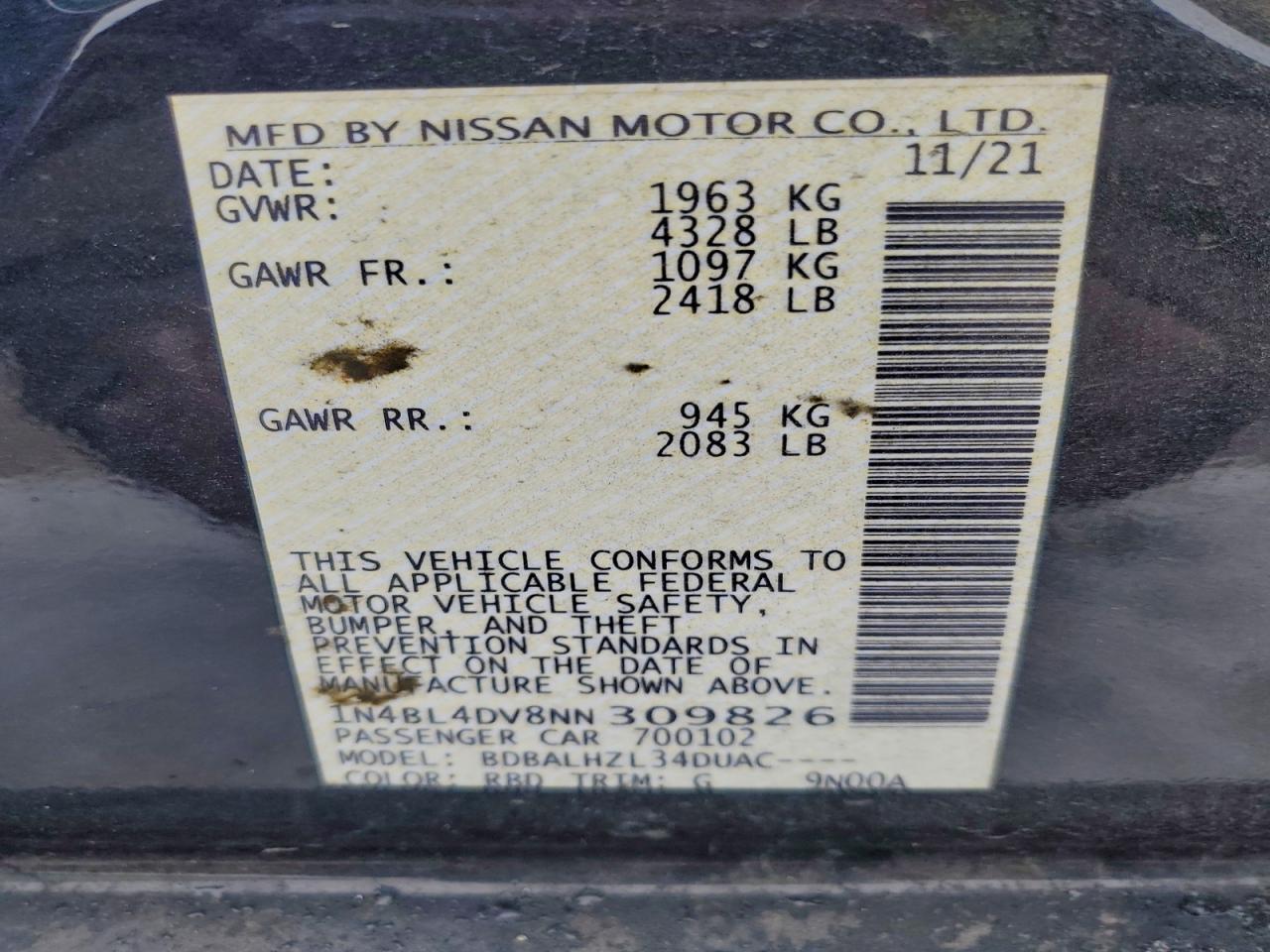 2022 NISSAN ALTIMA