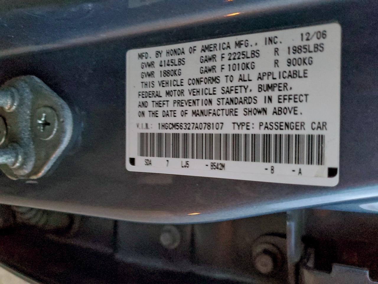 2007 HONDA ACCORD