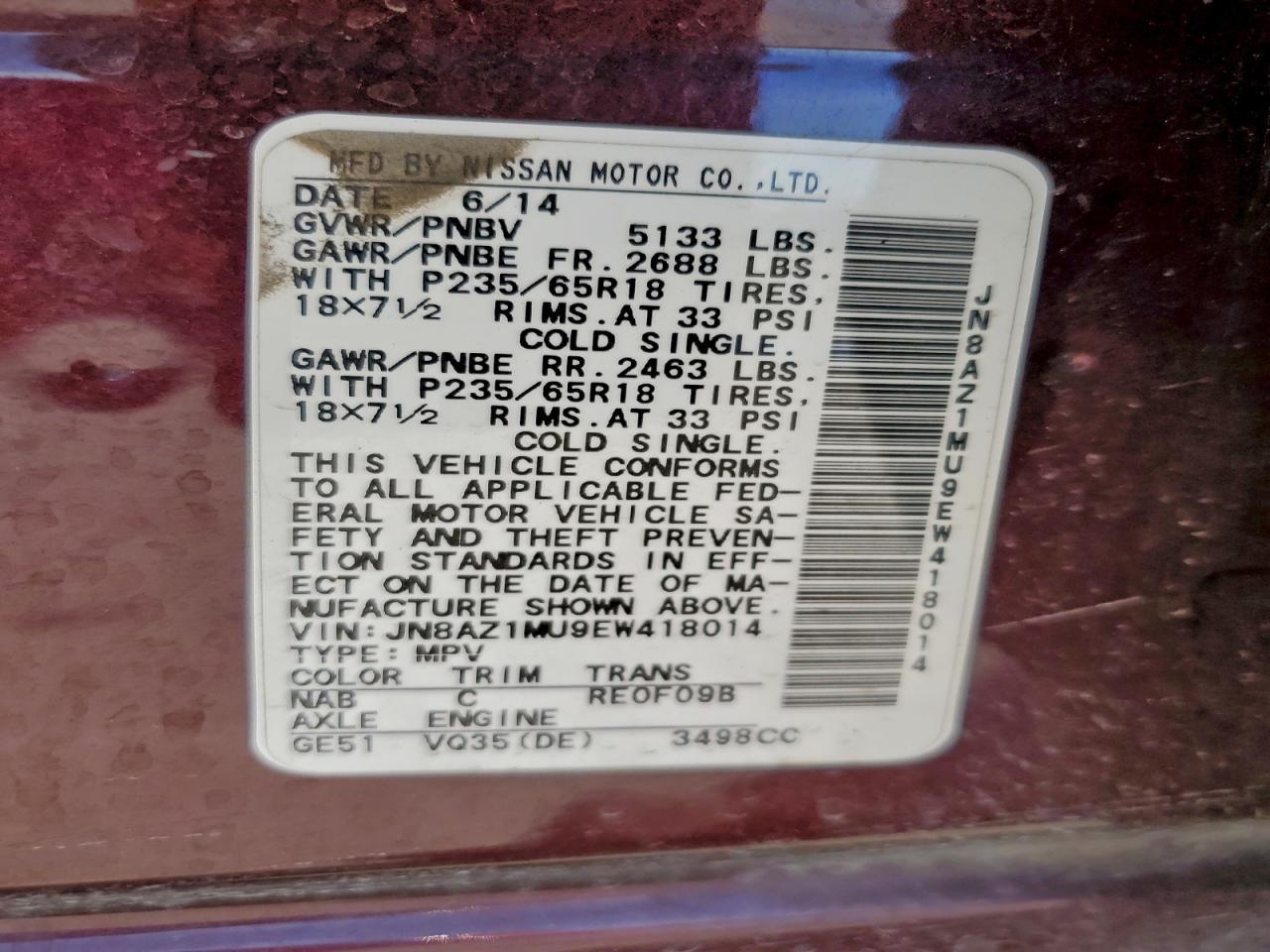 2014 NISSAN MURANO