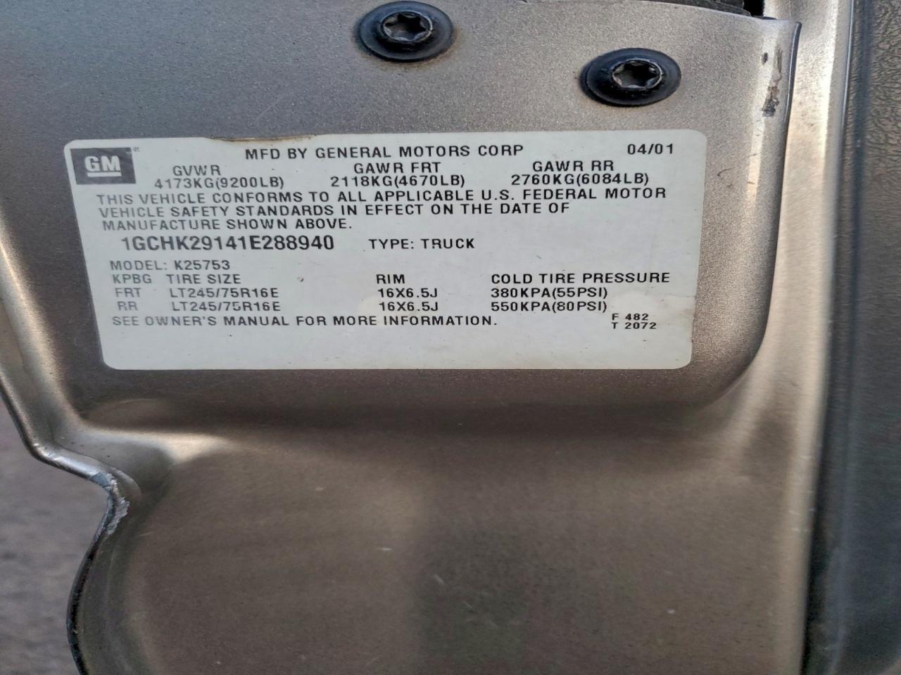 2001 CHEVROLET Silverado 2500