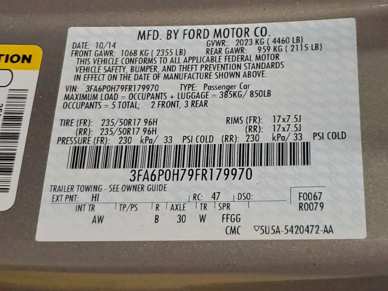 2015 FORD FUSION