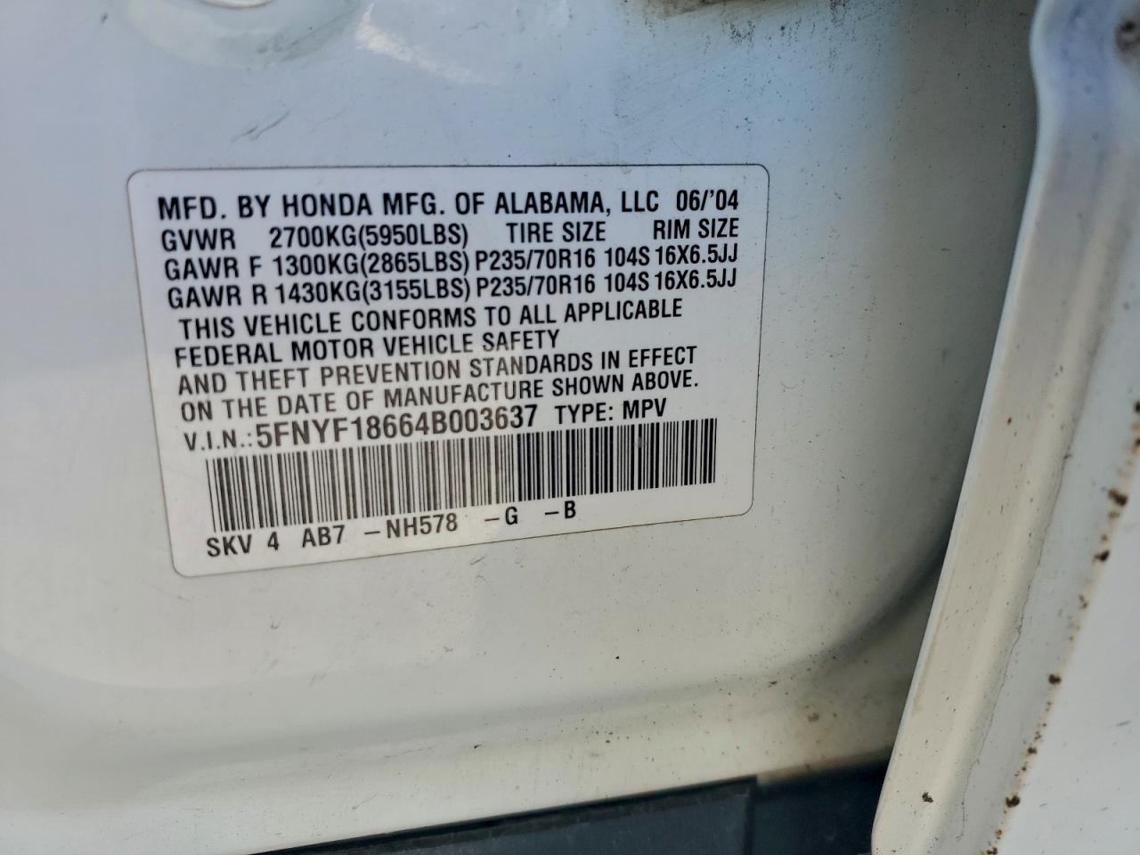 2004 HONDA PILOT
