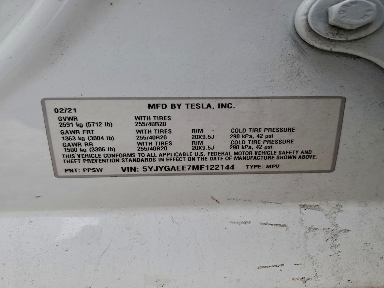 2021 TESLA MODEL Y