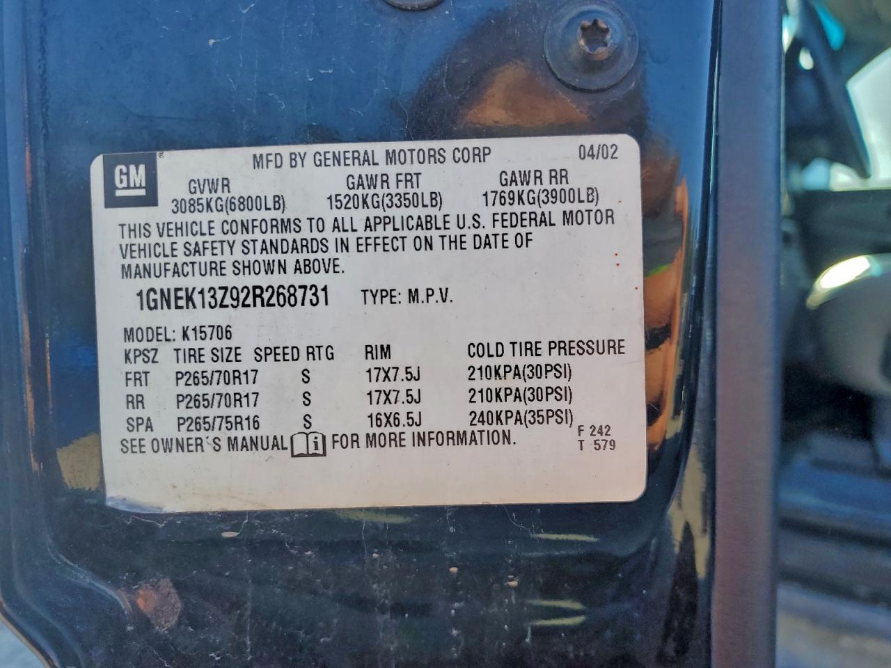 2002 CHEVROLET Tahoe