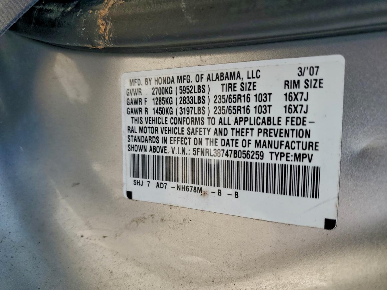 2007 HONDA ODYSSEY