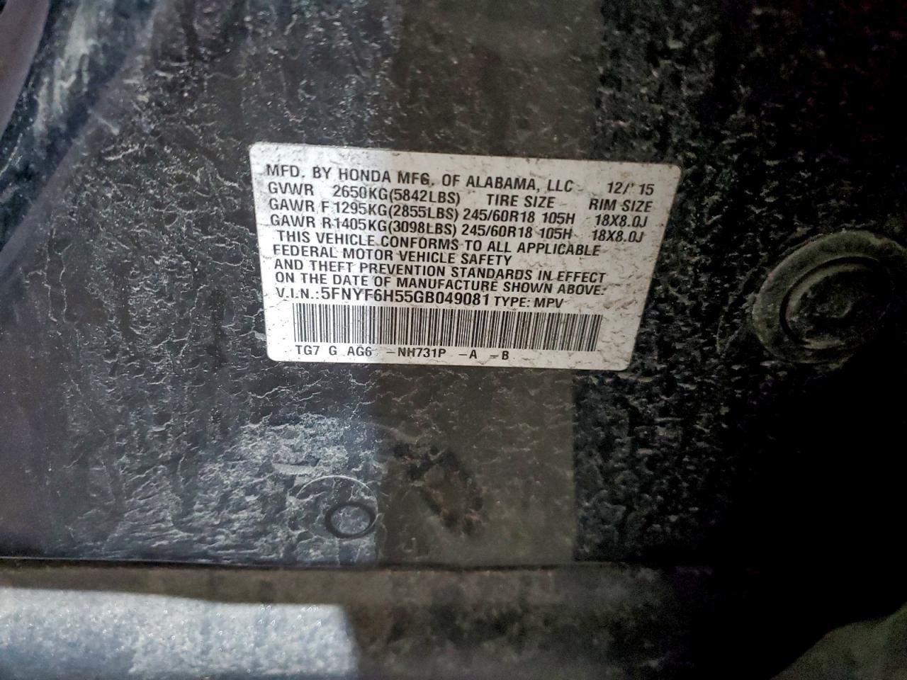 2016 HONDA PILOT