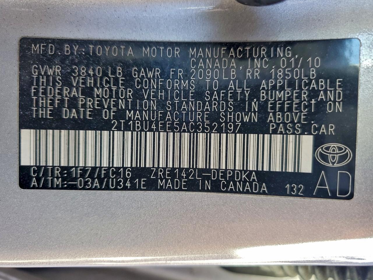 2010 TOYOTA COROLLA