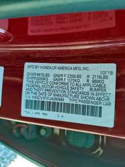 2018 HONDA ACCORD