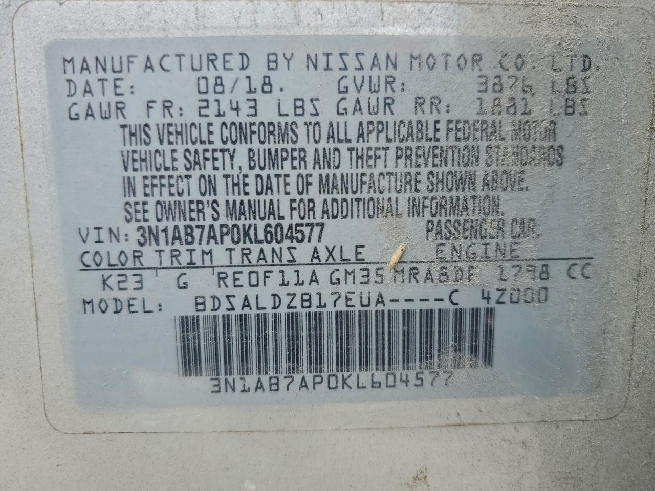 2019 NISSAN SENTRA