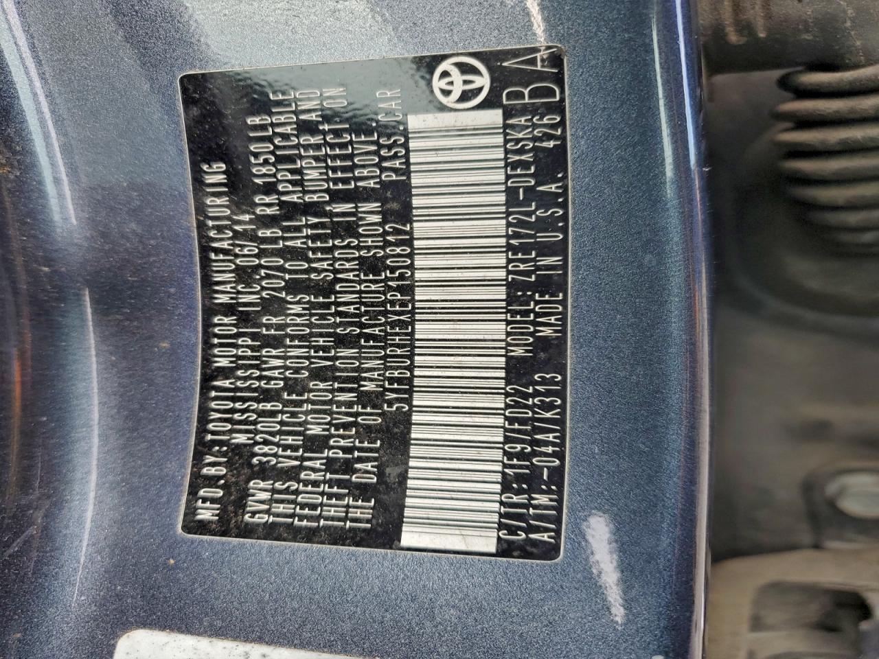 2014 TOYOTA COROLLA
