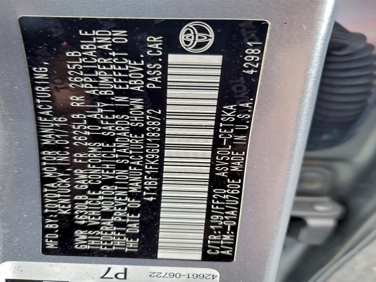 2016 TOYOTA CAMRY
