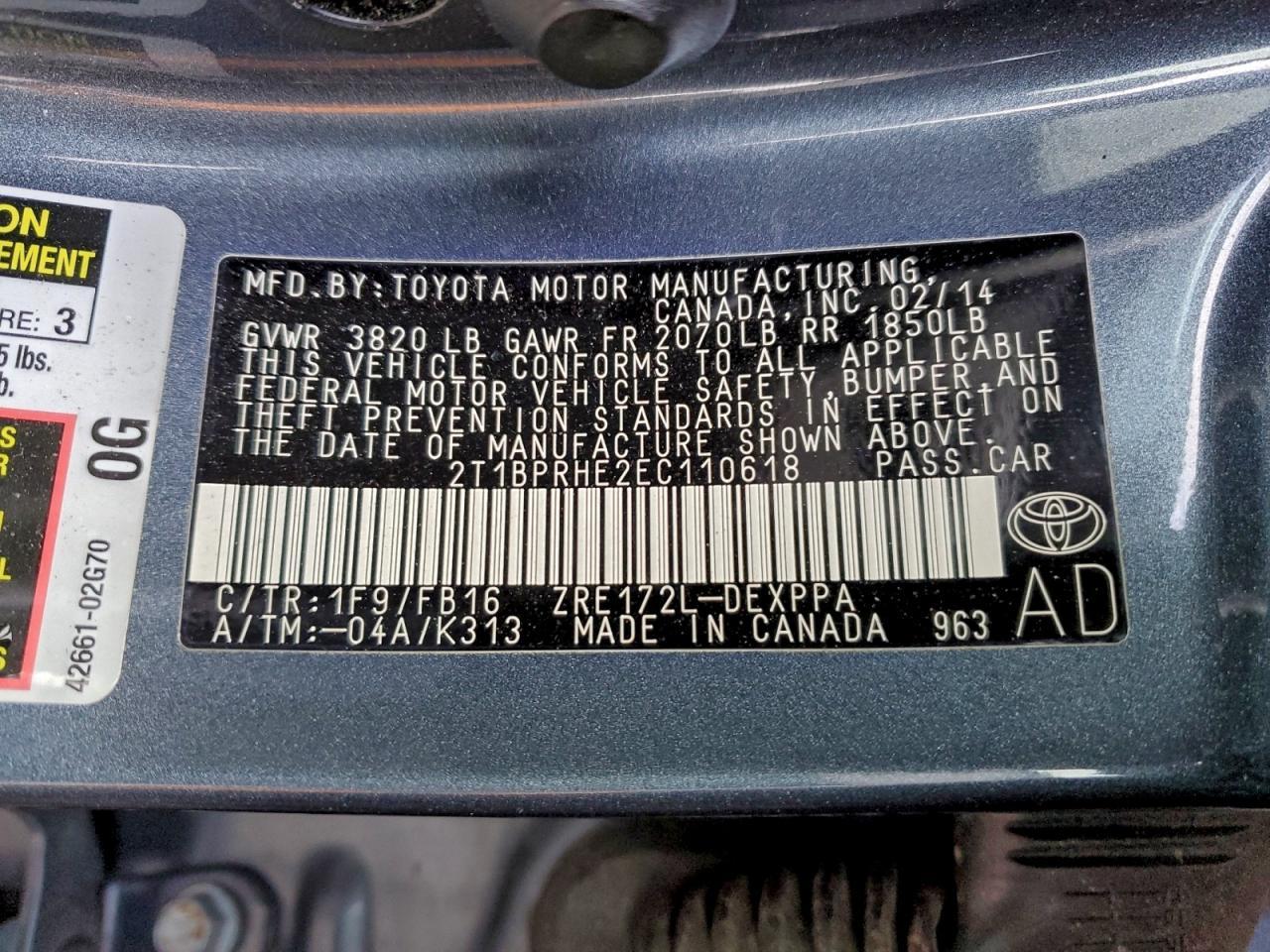 2014 TOYOTA COROLLA