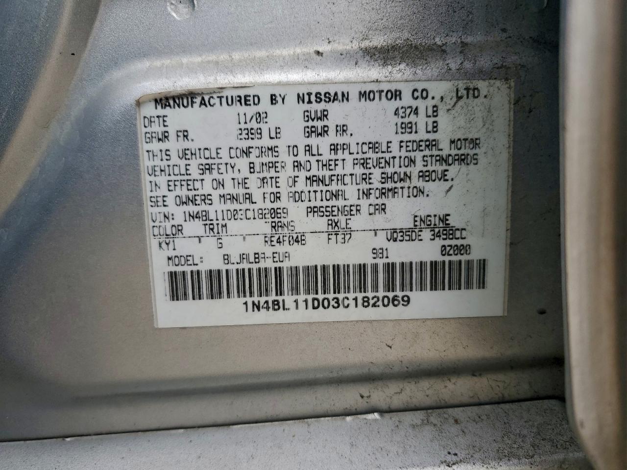2003 NISSAN ALTIMA