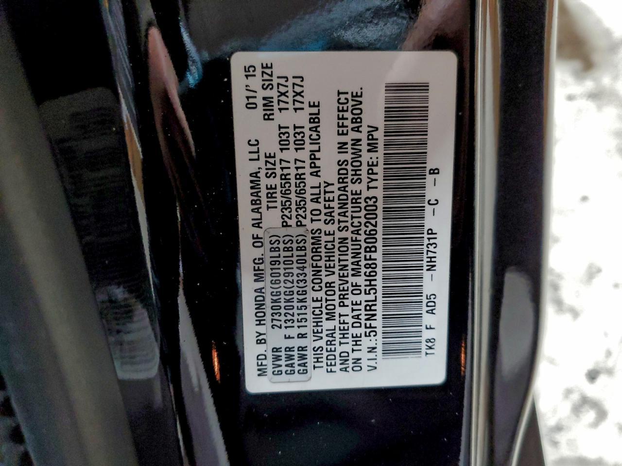 2015 HONDA ODYSSEY