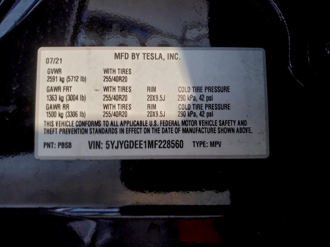 2021 TESLA MODEL Y