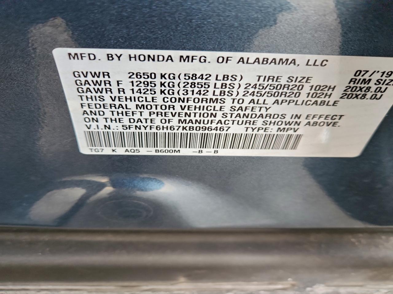 2019 HONDA PILOT