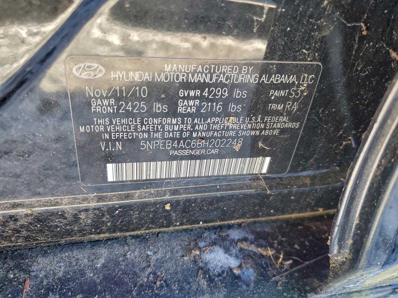 2011 HYUNDAI SONATA