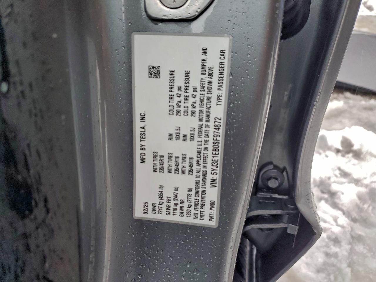 2025 TESLA MODEL 3