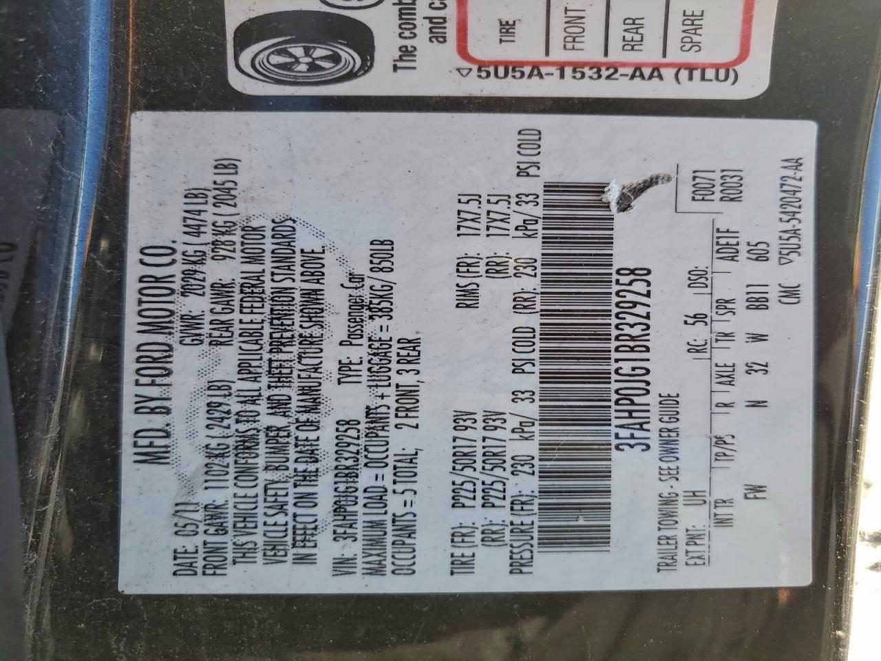 2011 FORD FUSION