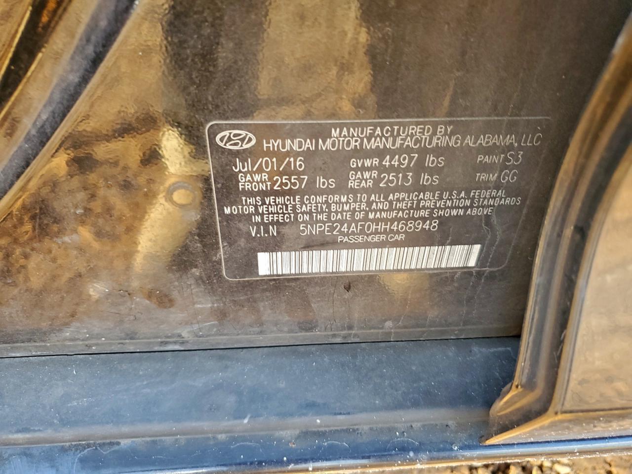 2017 HYUNDAI SONATA