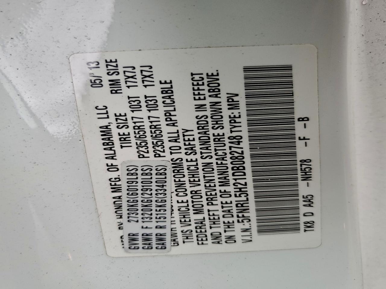 2013 HONDA ODYSSEY