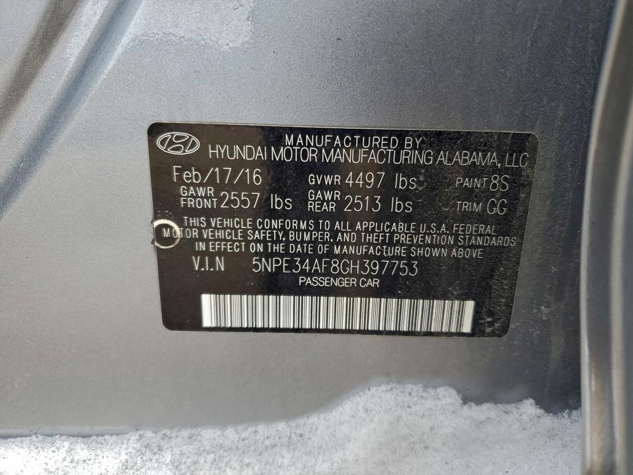 2016 HYUNDAI SONATA