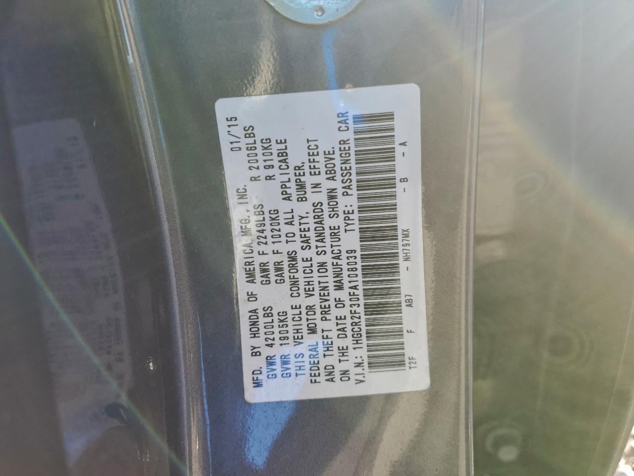 2015 HONDA ACCORD