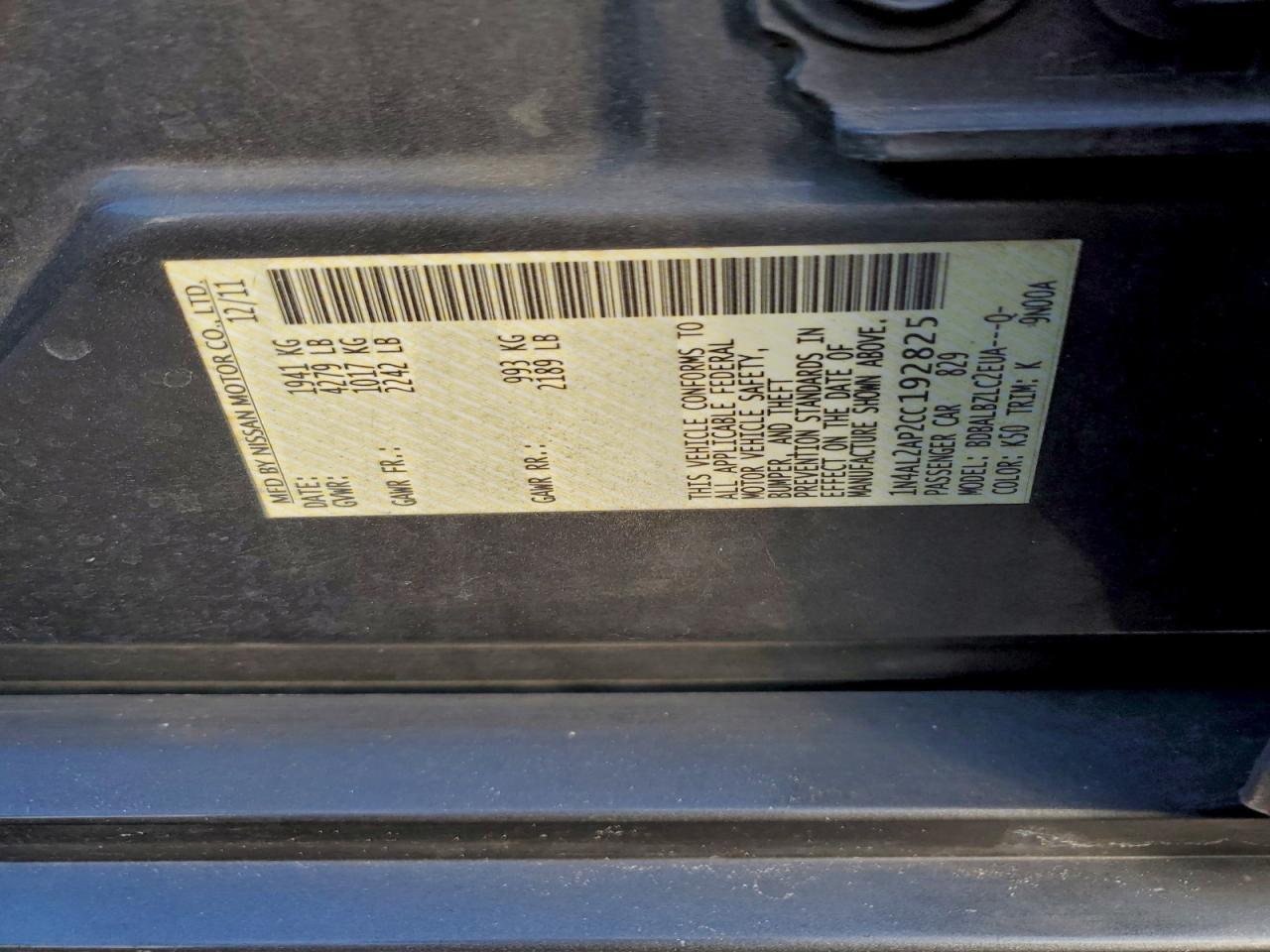 2012 NISSAN ALTIMA