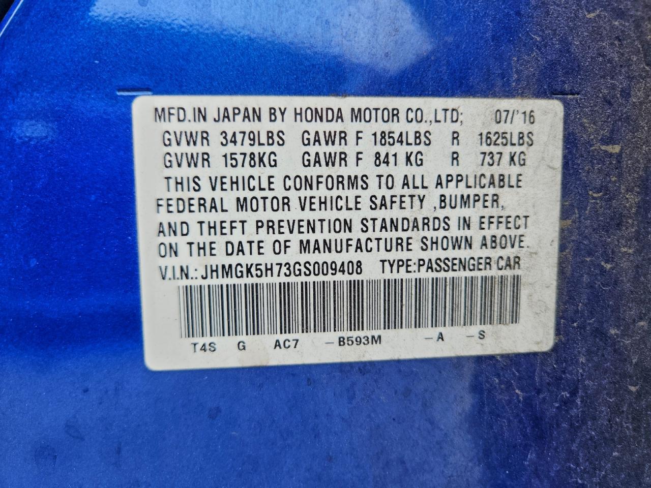 2016 HONDA FIT