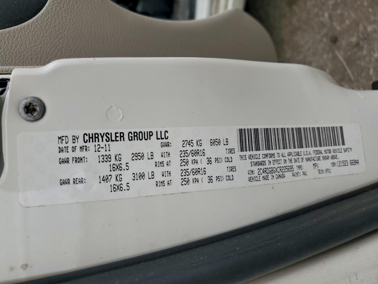 2012 DODGE GRAND CARAVAN