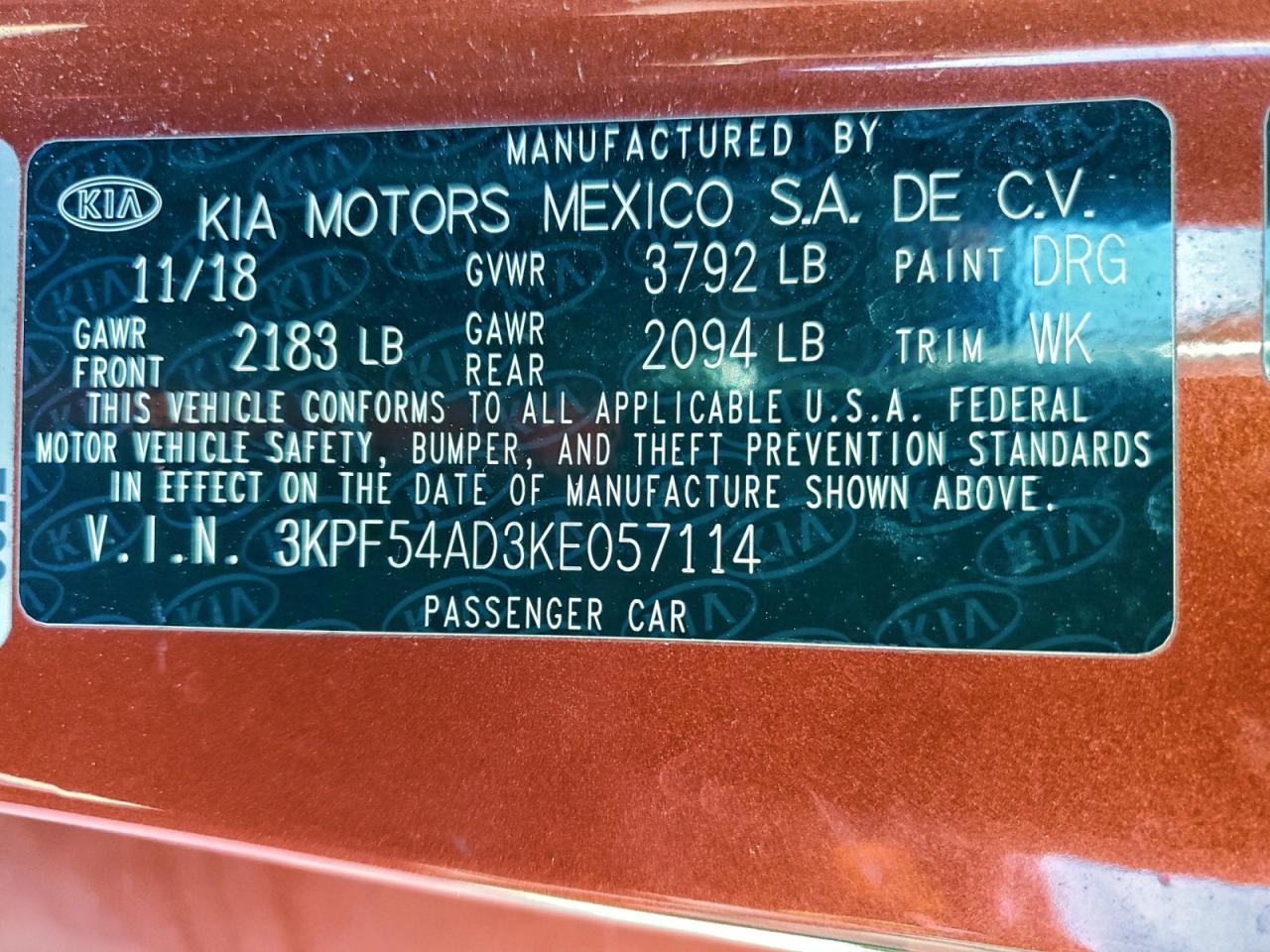 2019 KIA FORTE