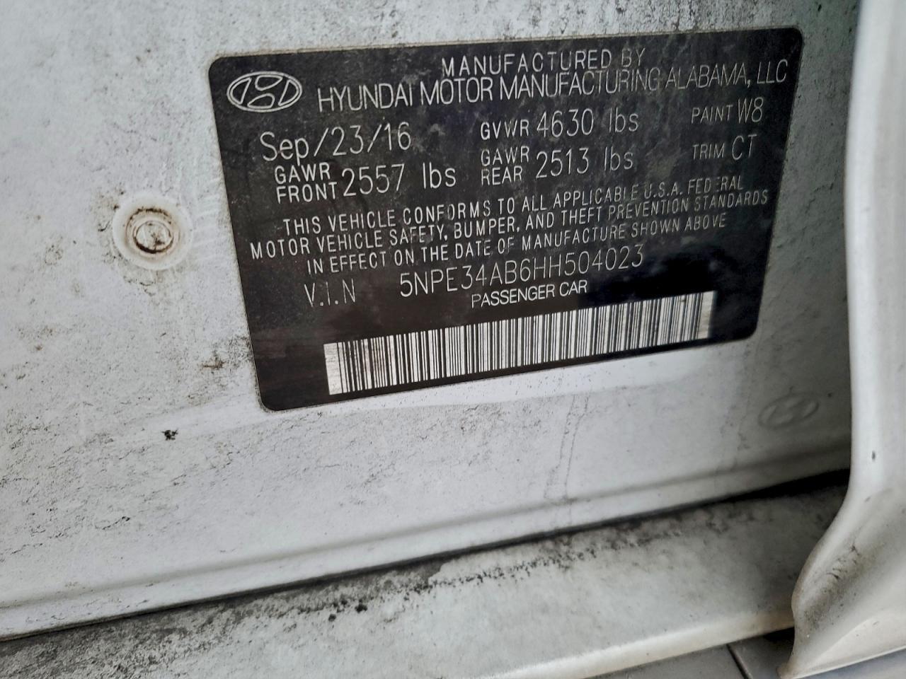 2017 HYUNDAI SONATA