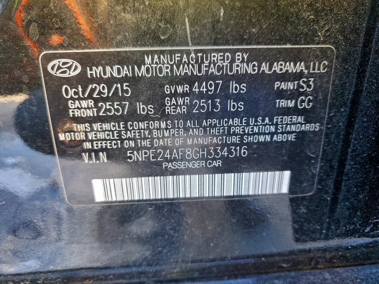 2016 HYUNDAI SONATA