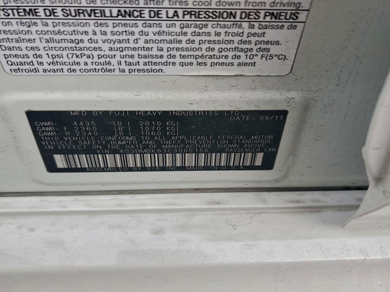 2012 SUBARU Legacy