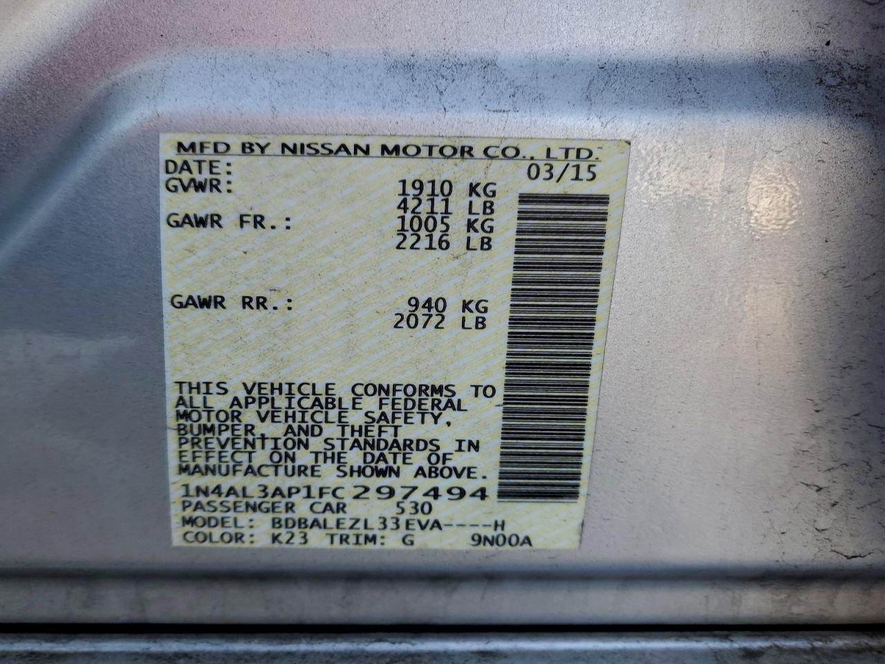2015 NISSAN ALTIMA
