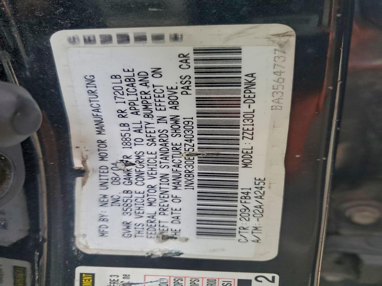 2005 TOYOTA COROLLA
