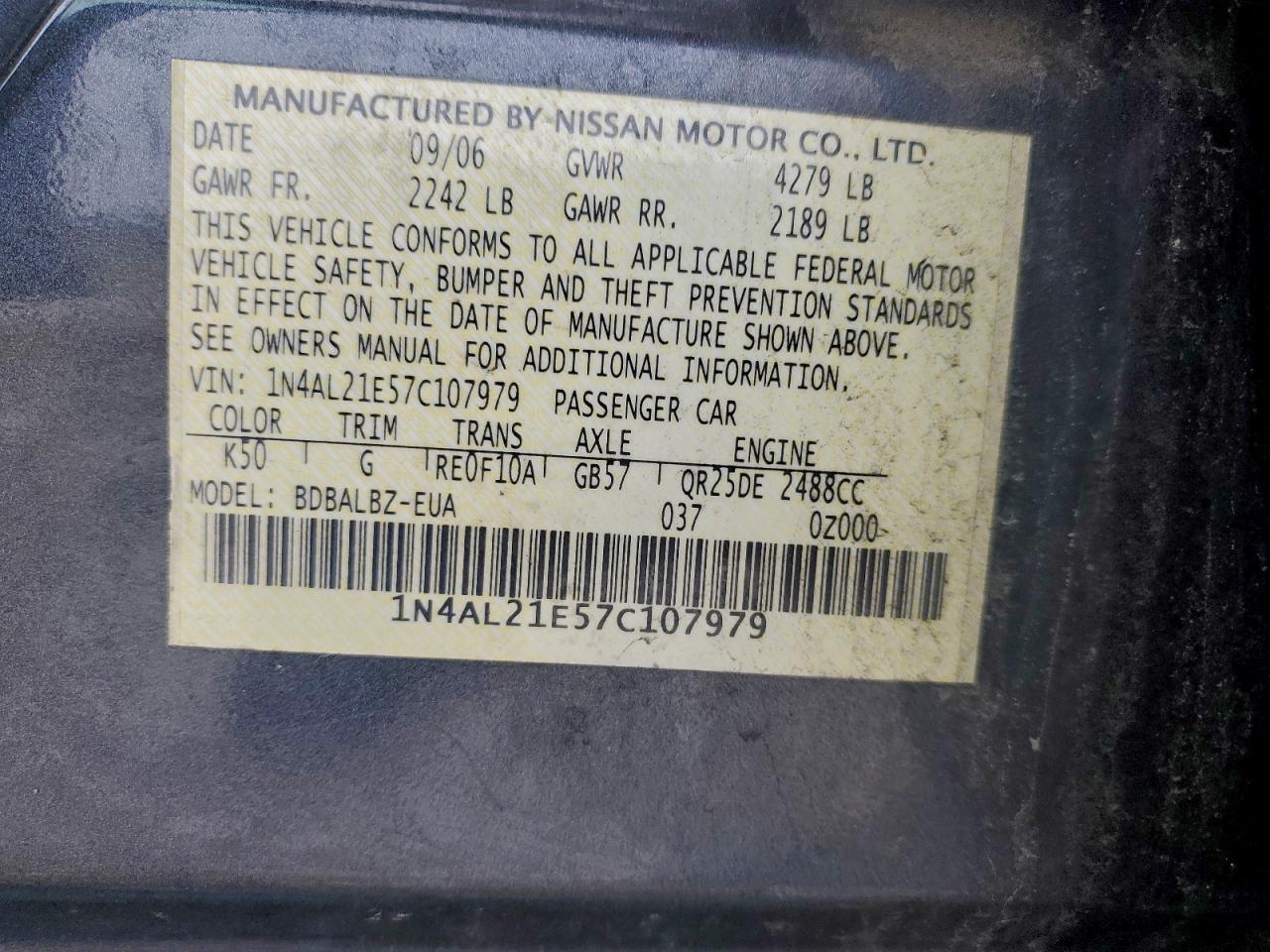 2007 NISSAN ALTIMA