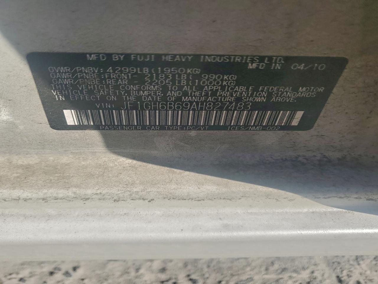 2010 SUBARU IMPREZA