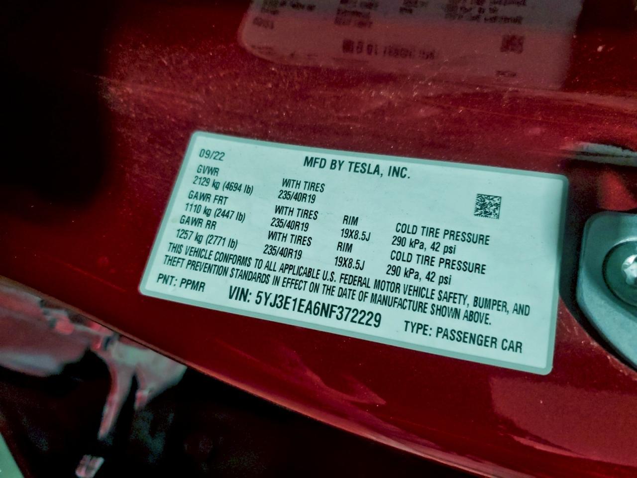 2022 TESLA MODEL 3