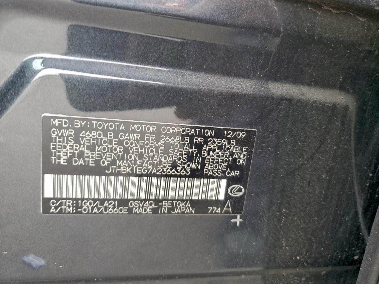 2010 LEXUS ES 350