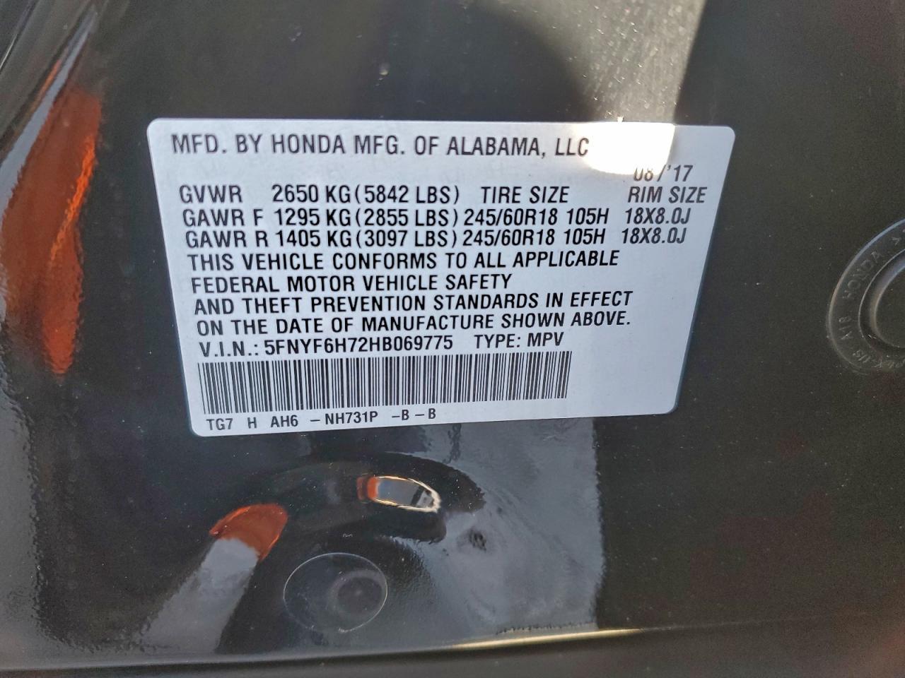 2017 HONDA PILOT
